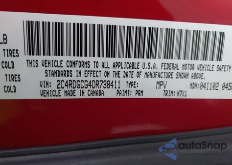 2013 Dodge Grand Caravan Sxt from USA, damaged, VIN 2C4RDGCG4DR738411